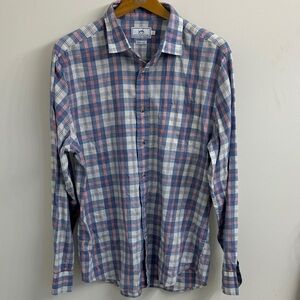 Southern Tide Men's Blue & Pink Plaid Button-Down Shirt